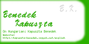 benedek kapuszta business card